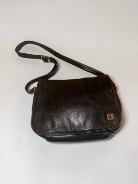 Pierre Balmain Black Leather Shoulder Crossbody Messenger Bag
